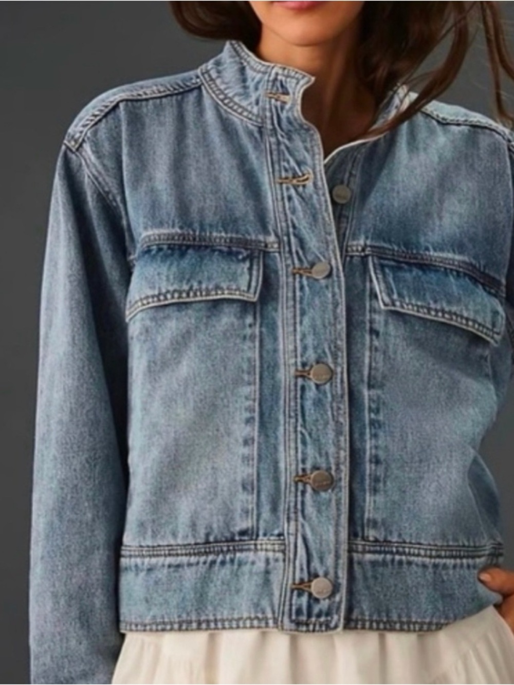 Like New Anthropologie Dear John Light Blue Trendy Washed Denim Jacket XS